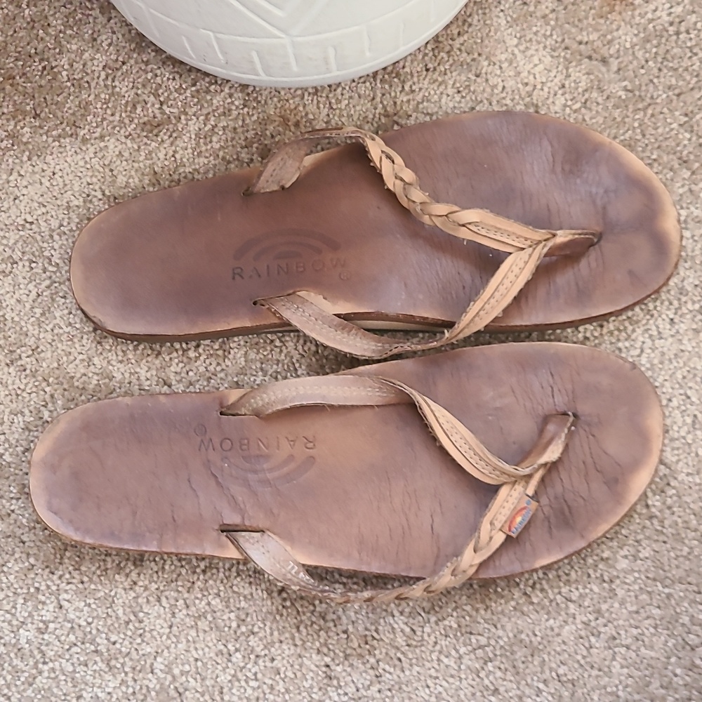 Rainbow flip flops